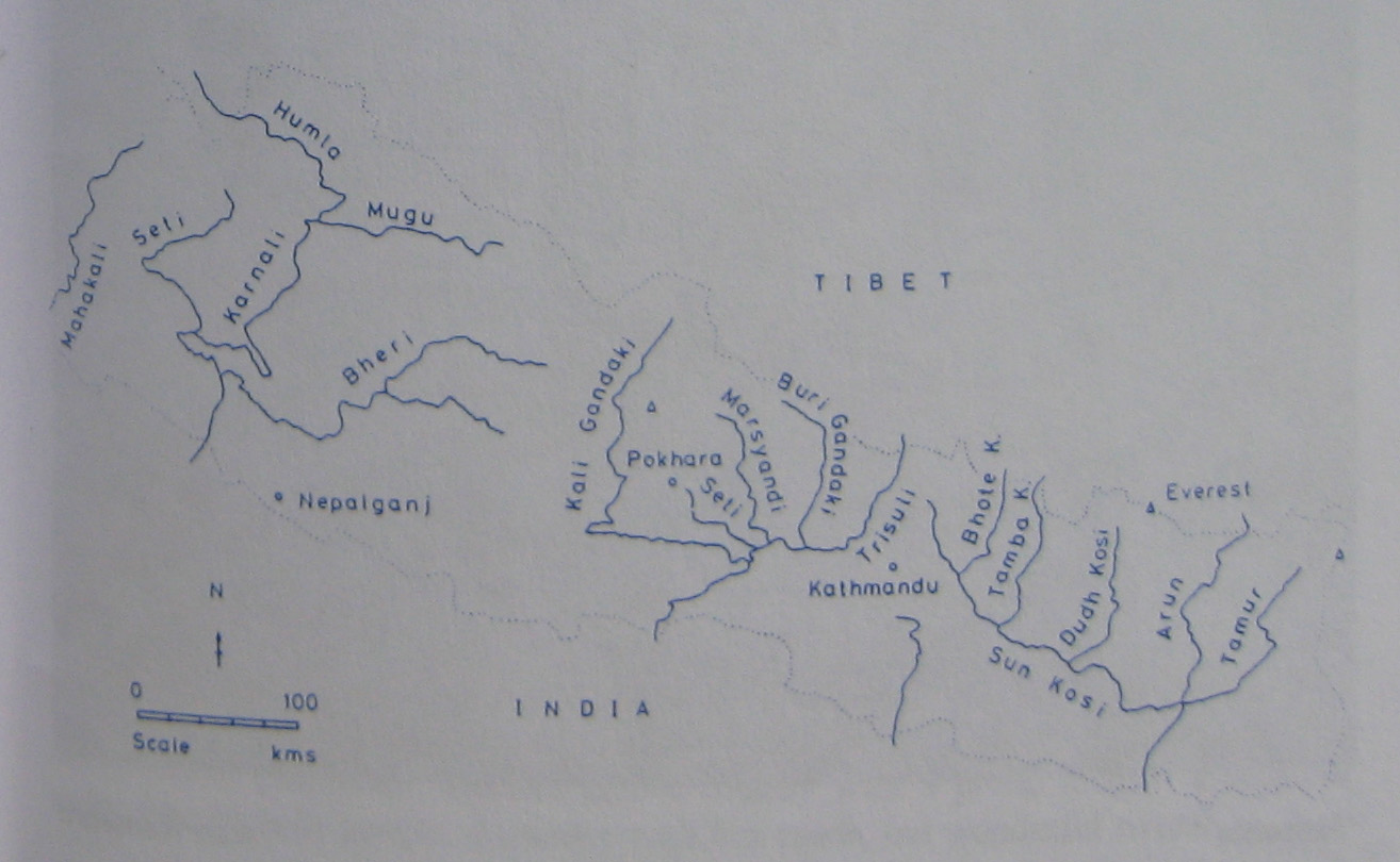 Схематичная гидрокарта Непала